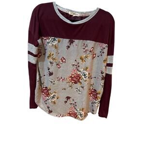 Rewind Floral T-Shirt Women's XL Mixed Media Poly Bl Sporty